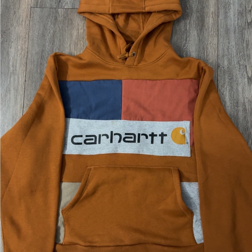 Carhartt Men's Colorblock Hoodie in Orange and Gray